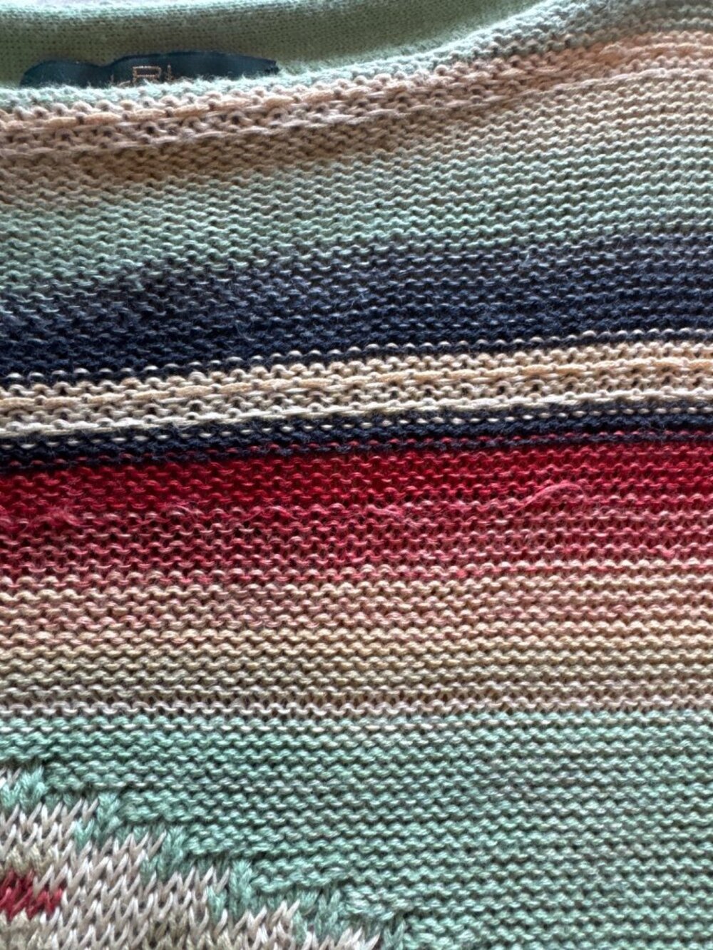 Lauren Ralph Lauren Aztec Sweater Size M Boho Southwestern Linen Cotton READ - Picture 11 of 11